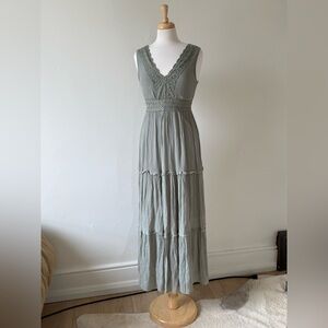 Rebellion Sage Green Lace Maxi Dress – Size M